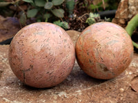 Polished Peach Moonstone Spheres x 3 From Madaagscar