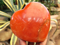 Polished Orange Twist Calcite Gemstone Hearts x 2 From Madagascar