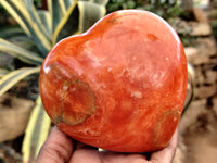 Polished Orange Twist Calcite Gemstone Hearts x 2 From Madagascar