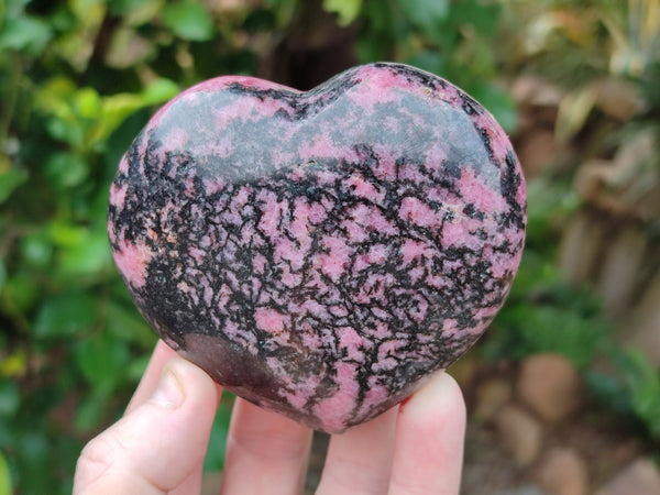 Polished Rhodonite Gemstone Hearts x 3 From Ambindavato, Madagascar