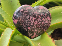 Polished Rhodonite Gemstone Hearts x 3 From Ambindavato, Madagascar