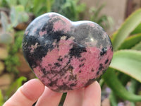 Polished Rhodonite Gemstone Hearts x 3 From Ambindavato, Madagascar