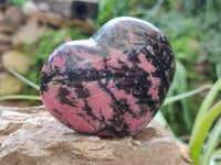 Polished Rhodonite Gemstone Hearts x 3 From Ambindavato, Madagascar