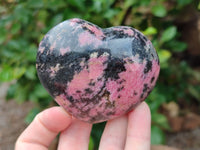 Polished Rhodonite Gemstone Hearts x 3 From Ambindavato, Madagascar