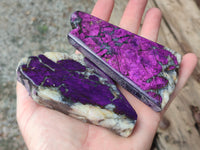 Polished On One Side Purpurite Specimens x 6 From Namibia