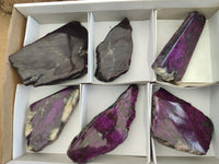 Polished On One Side Purpurite Specimens x 6 From Namibia