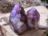 Polished Window Amethyst Quartz Crystals x 3 From Akansobe, Madagascar