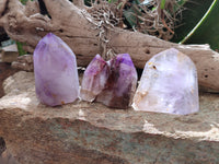 Polished Window Amethyst Quartz Crystals x 3 From Akansobe, Madagascar