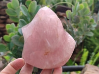 Polished Rose Quartz Flames x 3 From Ambatondrazaka, Madagascar