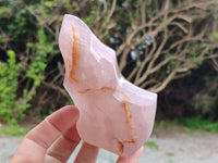 Polished Rose Quartz Flames x 3 From Ambatondrazaka, Madagascar