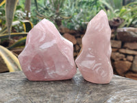 Polished Rose Quartz Flames x 3 From Ambatondrazaka, Madagascar