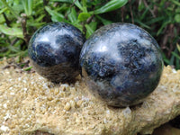 Polished Iolite Spheres x 2 From Ambatofinandrahana, Madagascar