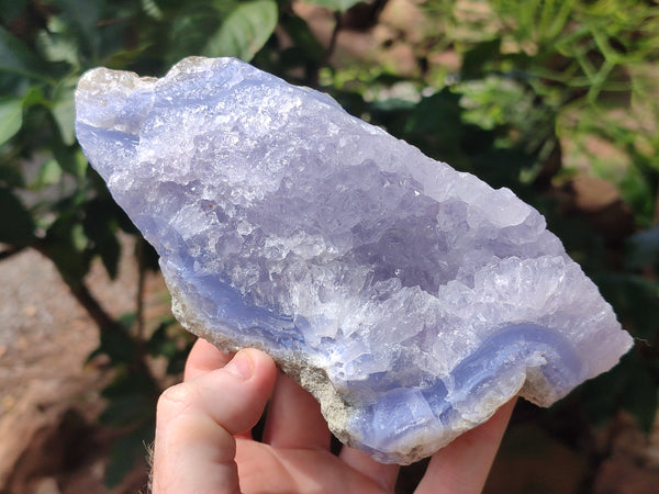 Natural Blue Lace Agate Geode Specimens x 3 From Malawi