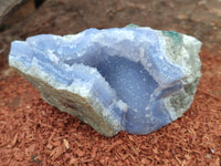 Natural Blue Lace Agate Geode Specimens x 3 From Malawi