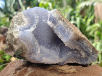 Natural Blue Lace Agate Geode Specimens x 3 From Malawi