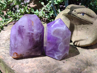 Polished Chevron Amethyst Points x 2 from Ankazobe, Madagascar