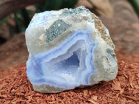 Polished On One Side Blue Lace Agate x 12 From Malawi