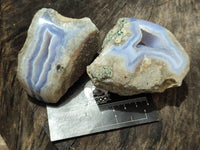 Polished On One Side Blue Lace Agate x 12 From Malawi