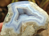 Polished On One Side Blue Lace Agate x 12 From Malawi