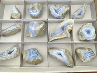 Polished On One Side Blue Lace Agate x 12 From Malawi