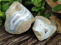 Polished On One Side Blue Lace Agate x 12 From Malawi