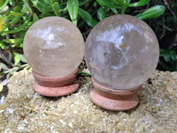 Polished Quartz Crystal Balls x 2 From Madagascar