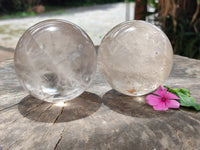 Polished Quartz Crystal Balls x 2 From Madagascar