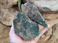 Natural Libethenite Crystals On Dolomite Matrix Specimens x 3 From Shituru, Congo