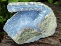 Natural Blue Lace Agate Geode Specimens x 3 From Nsanje, Malawi