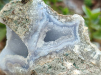 Natural Blue Lace Agate Geode Specimens x 3 From Nsanje, Malawi