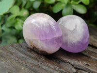 Polished Chevron Amethyst Palm Stones x 12 from Ankazobe, Madagascar