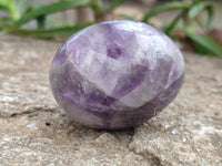 Polished Chevron Amethyst Palm Stones x 12 from Ankazobe, Madagascar