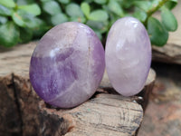 Polished Chevron Amethyst Palm Stones x 12 from Ankazobe, Madagascar