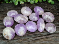 Polished Chevron Amethyst Palm Stones x 12 from Ankazobe, Madagascar