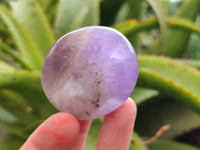 Polished Chevron Amethyst Palm Stones x 12 from Ankazobe, Madagascar