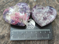 Polished Lepidolite with Pink Rubellite Hearts x 6 Ambatondrazaka, Madagascar