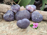 Polished Lepidolite with Pink Rubellite Hearts x 6 Ambatondrazaka, Madagascar