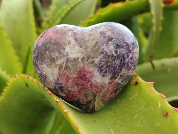 Polished Lepidolite with Pink Rubellite Hearts x 6 Ambatondrazaka, Madagascar