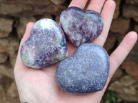 Polished Lepidolite with Pink Rubellite Hearts x 6 Ambatondrazaka, Madagascar