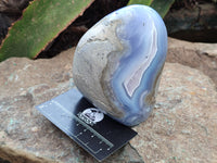 Polished Blue Lace Agate Standing Free Forms x 3 From Nsanje, Malawi