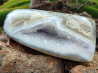 Polished Blue Lace Agate Standing Free Forms x 3 From Nsanje, Malawi