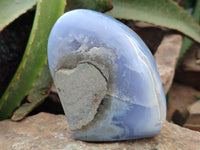 Polished Blue Lace Agate Standing Free Forms x 3 From Nsanje, Malawi