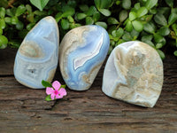 Polished Blue Lace Agate Standing Free Forms x 3 From Nsanje, Malawi