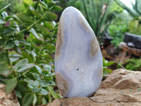 Polished Blue Lace Agate Standing Free Forms x 3 From Nsanje, Malawi