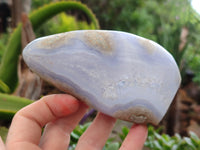 Polished Blue Lace Agate Standing Free Forms x 3 From Nsanje, Malawi