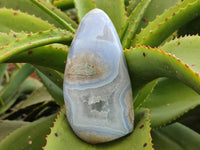 Polished Blue Lace Agate Standing Free Forms x 3 From Nsanje, Malawi