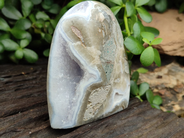 Polished Blue Lace Agate Standing Free Forms x 3 From Nsanje, Malawi