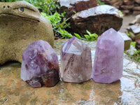 Polished Smokey Amethyst Window Quartz Crystals x 6 From Akansobe, Madagascar