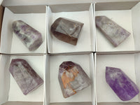 Polished Smokey Amethyst Window Quartz Crystals x 6 From Akansobe, Madagascar