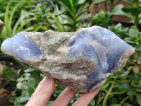 Natural Blue Lace Agate Geode Specimens x 3 From Nsanje, Malawi